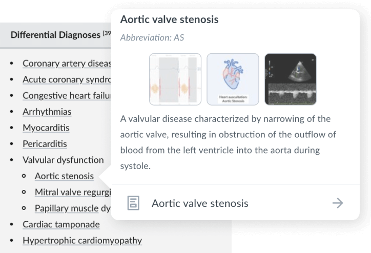 Differential Diagnosis popup